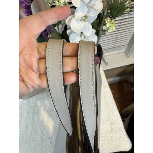 Alberta di Canio Leather GRAY Metal Accent TOTE BAG (BARTHRIFTY - Picture 4 of 9